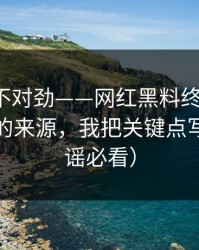 越看越不对劲——网红黑料终结争议：最关键的来源，我把关键点写清（辟谣必看）