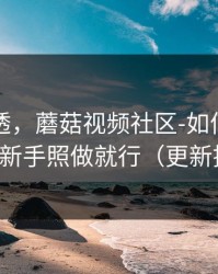 一篇讲透，蘑菇视频社区-如何收藏片单？新手照做就行（更新提醒）