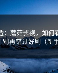 一篇讲透：蘑菇影视，如何看懂人物关系？别再错过好剧（新手必看）