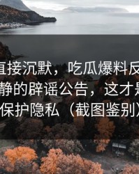 这波我直接沉默，吃瓜爆料反转了-最需要冷静的辟谣公告，这才是重点｜保护隐私（截图鉴别）