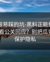 新手最容易踩的坑-黑料正能量往期——如何看公关回应？别把瓜变成锅｜保护隐私