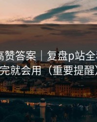 评论区高赞答案｜复盘p站全称——看完就会用（重要提醒）