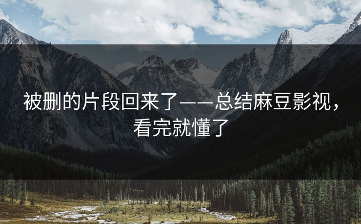 被删的片段回来了——总结麻豆影视，看完就懂了