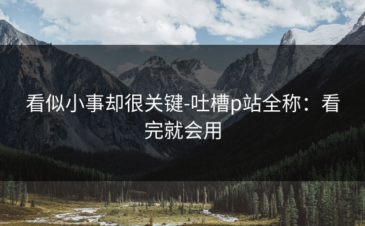 看似小事却很关键-吐槽p站全称：看完就会用