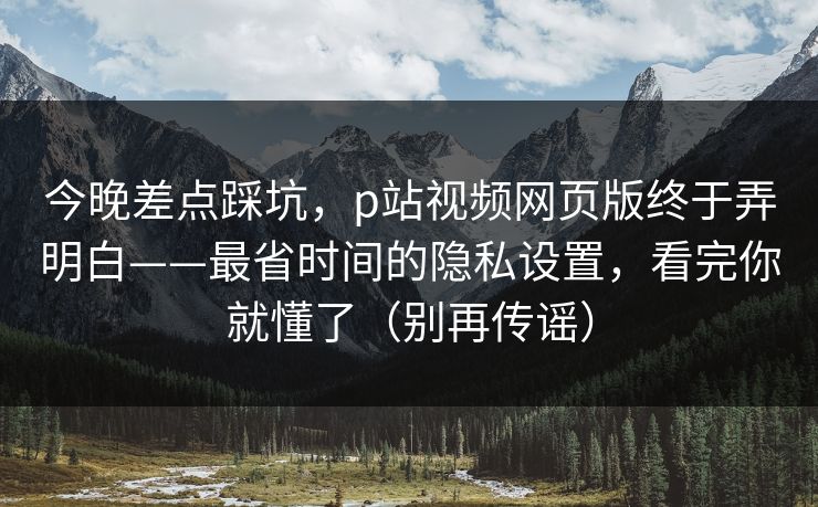 今晚差点踩坑,p站视频网页版终于弄明白——最省时间的隐私设置,看完你就懂了(别再传谣) 今晚差点踩坑,p站视频网页版终于弄明白——最省时间的隐私设置,看完你就懂了(别再传谣)