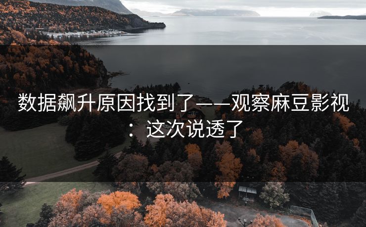 数据飙升原因找到了——观察麻豆影视：这次说透了