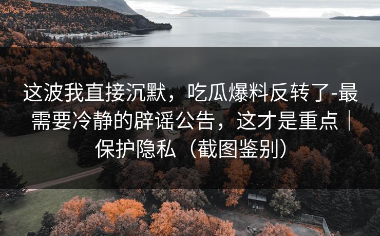 这波我直接沉默，吃瓜爆料反转了-最需要冷静的辟谣公告，这才是重点｜保护隐私（截图鉴别）