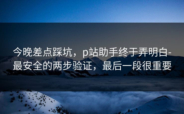 今晚差点踩坑，p站助手终于弄明白-最安全的两步验证，最后一段很重要