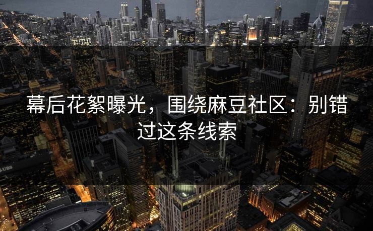 幕后花絮曝光，围绕麻豆社区：别错过这条线索