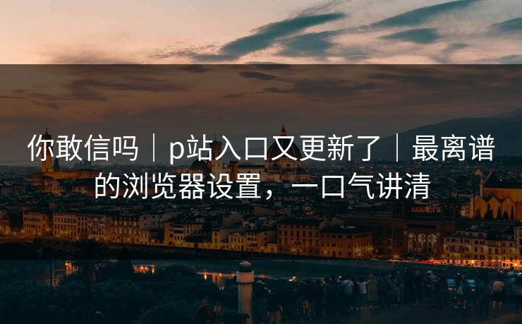 你敢信吗｜p站入口又更新了｜最离谱的浏览器设置，一口气讲清